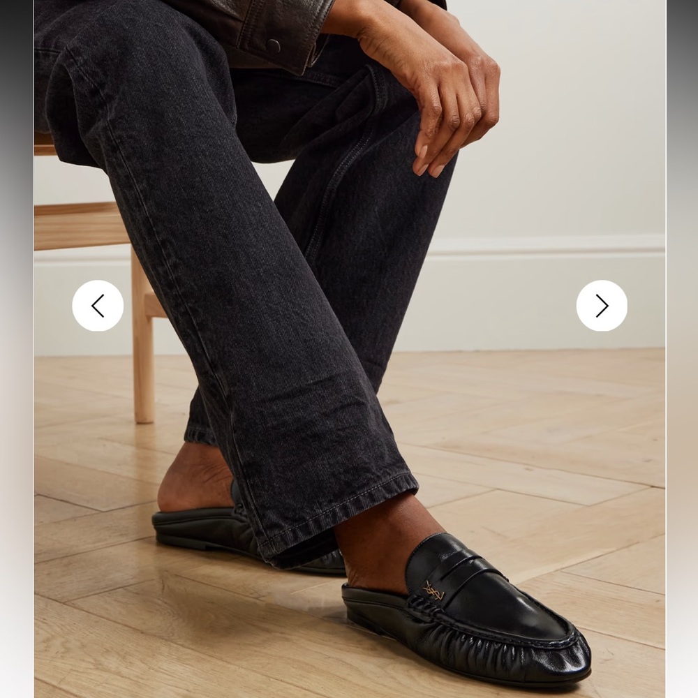 Saint Laurent Le loafer sugar Napa leather mules.
